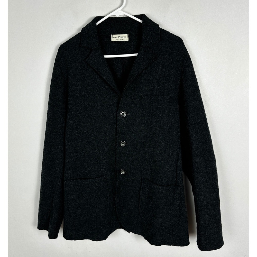 Phil Petter Austria Boiled 100% Merino Wool Jacket Mens Size XL Dark Grey Blazer